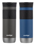 Contigo® SNAPSEAL™ Insulated Stainless Steel Travel Mug with Grip, 20oz., Blue Corn Transparent Satin & Midnight Berry ✓