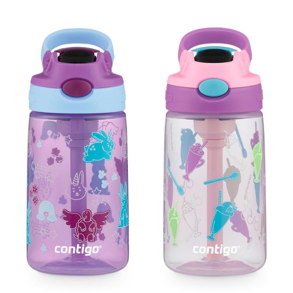 Contigo® Kids Water Bottle with Redesigned AUTOSPOUT® Straw, 14 oz, 2 pack ♡