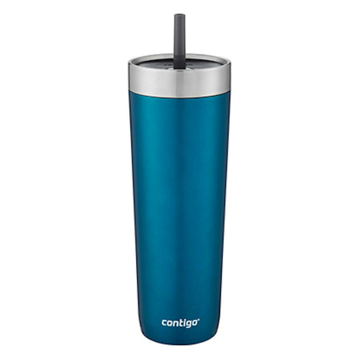 Luxe Stainless Steel Travel Tumbler with Spill-Proof Lid and Straw, 24oz ★